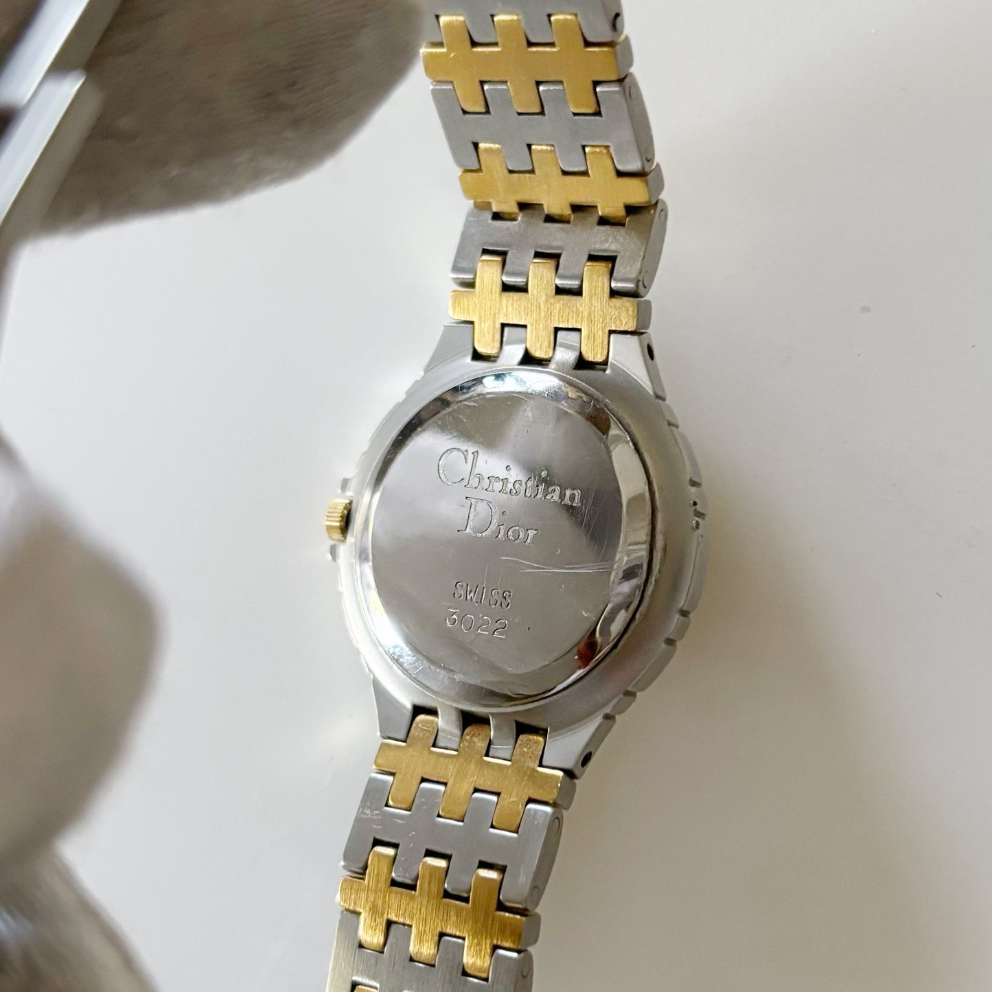 Dior 1990s Date Round Two Tone Watch