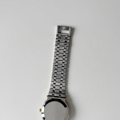 Gucci 1990s Date Round Dial Gold Plated Two Tone Watch (Large)