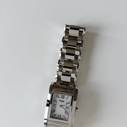 Fendi 1990s Seashell Dial Stainless steel Tank Watch
