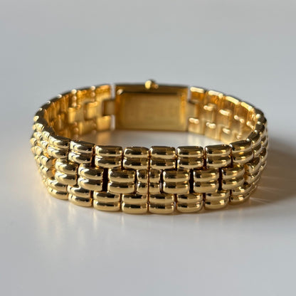 Fendi 1990s Rectangular Dial Gold Plated Watch