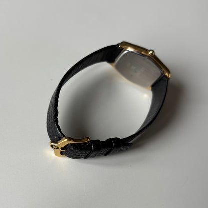 Celine 1980s Black Dial Gold Plated Watch