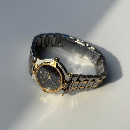 Gucci 1990s Black Dial Date Two Tone Watch