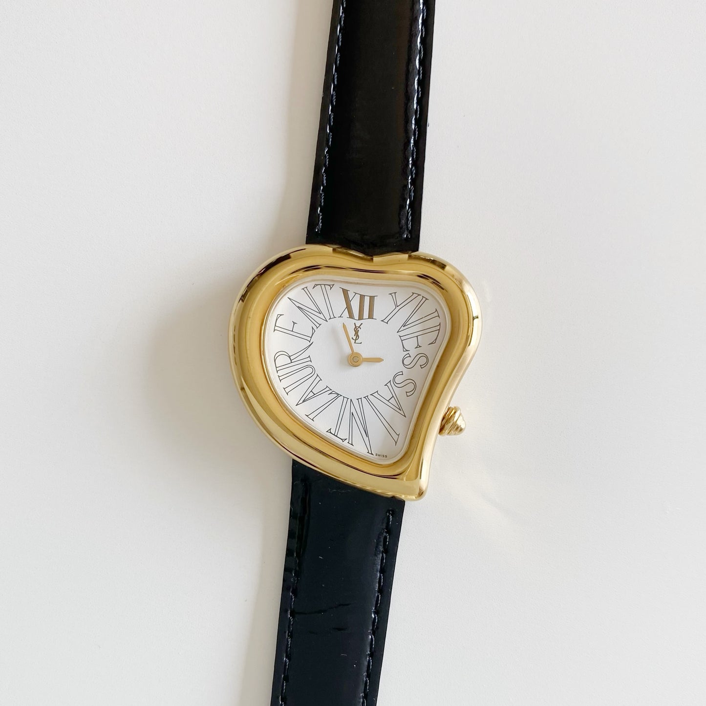 Yves Saint Laurent 1990s Heart Shaped Gold Plated Watch