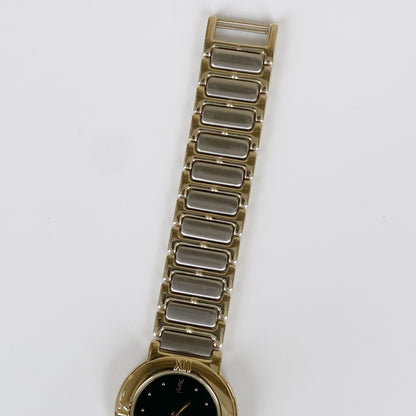 Yves Saint Laurent 1990s Black Dial Two Tone Watch