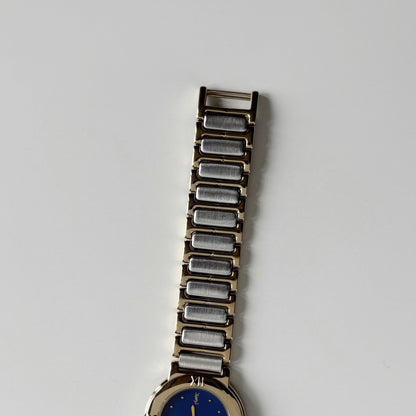 Yves Saint Laurent 1990s Navy Round Dial Two Tone Watch (Large)