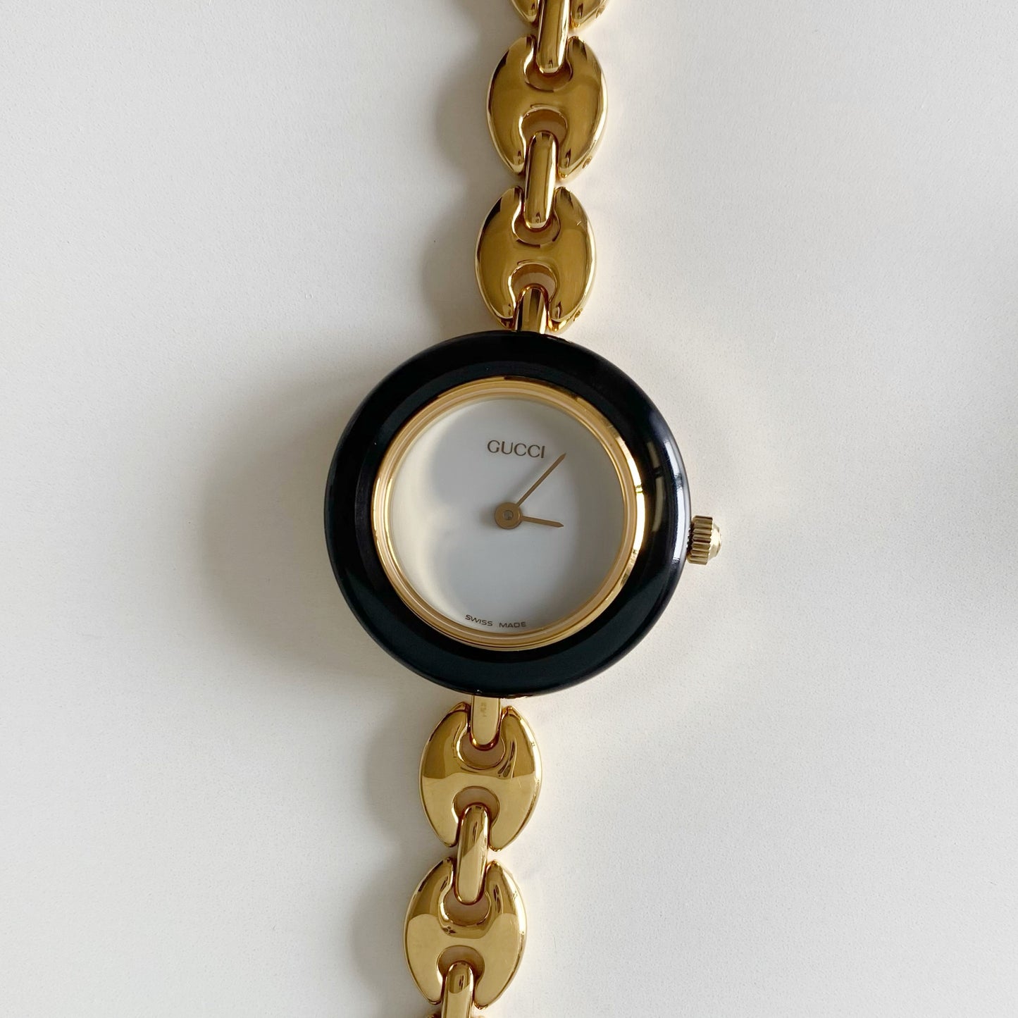 Gucci 1990s Interchangeable Bezel Gold plated Watch with 6 bezels, case (165mm)