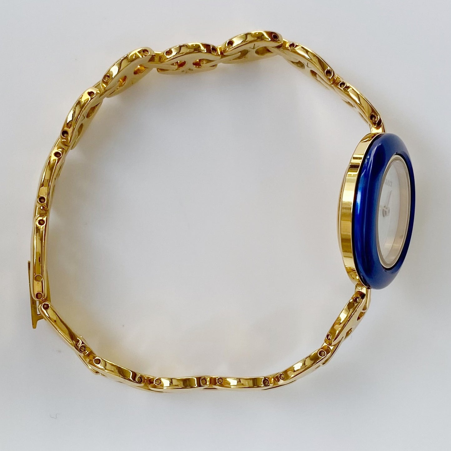 Gucci 1990s Interchangeable Bezel Gold Plated Watch with case, 6 bezels