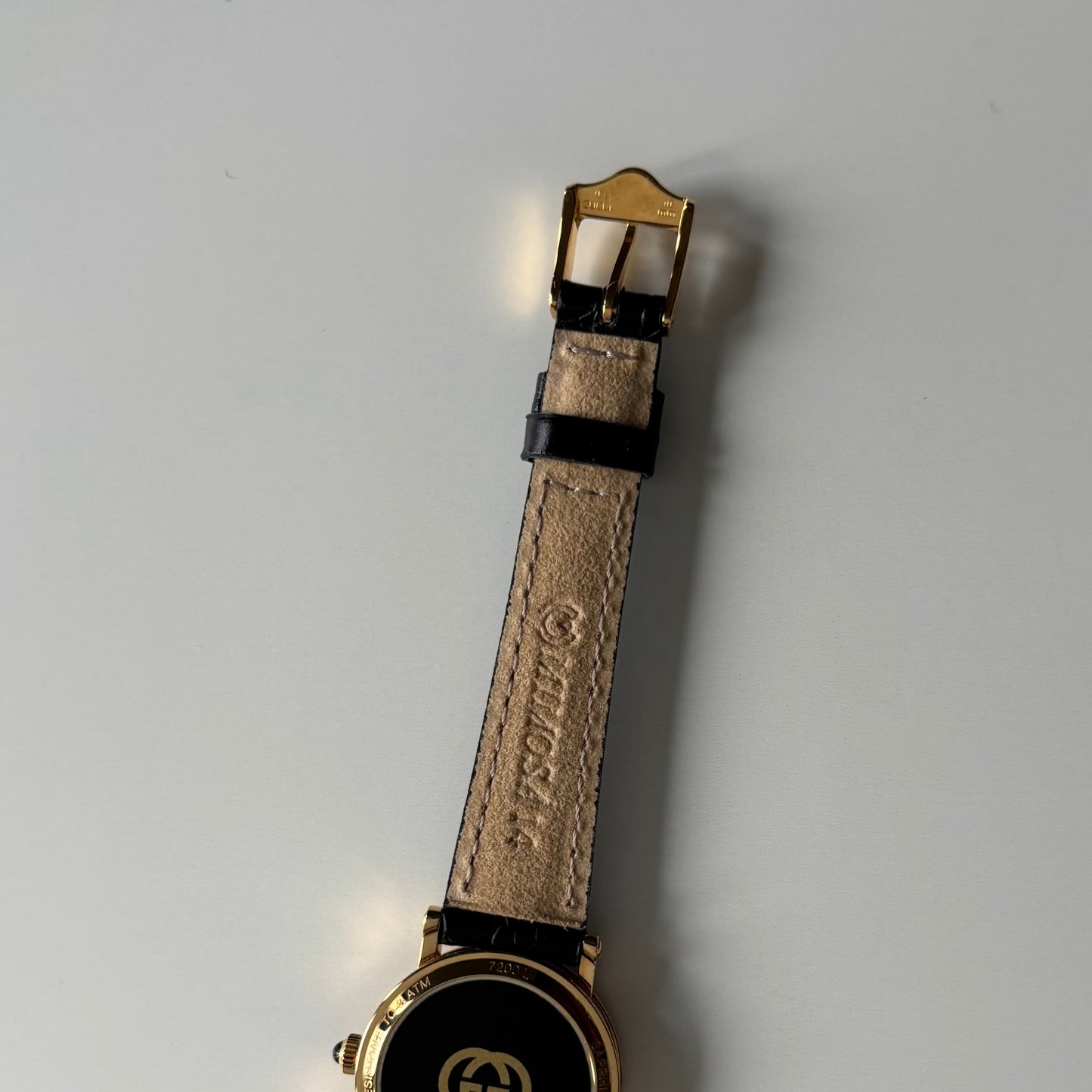Gucci 1990s Date Round Dial Gold Plated Watch