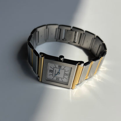 Yves Saint Laurent Square Dial Gold Plated Two Tone Watch