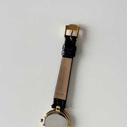 Dior 1990s Round Dial Interchangeable strap Gold Plated Watch with 3 straps, case