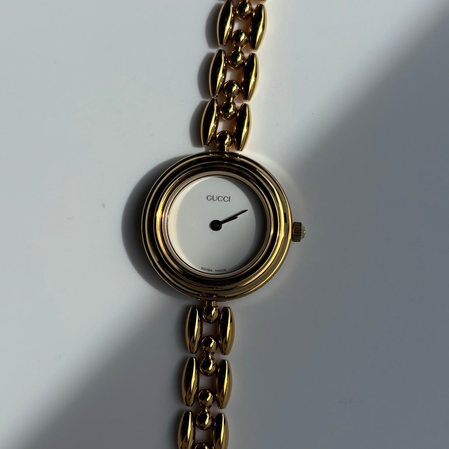 Gucci 1990s Interchangeable Bezel Gold Plated Watch with 6 bezels, case (167mm)