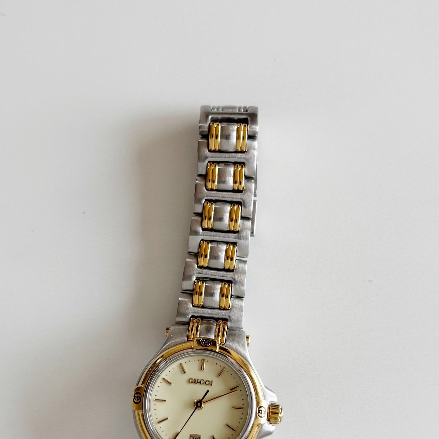 Gucci 1990s Date Round Dial Two Tone Watch