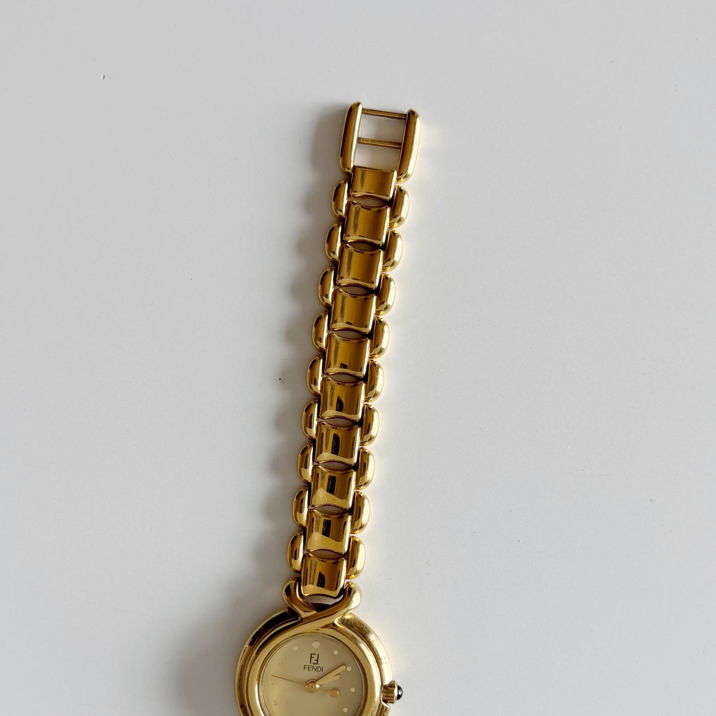 Fendi 1990s Round Dial Gold Plated Watch
