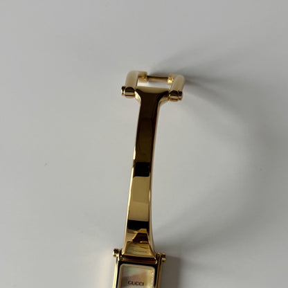 Gucci 1990s Seashell Dial Gold Plated Bangle Watch