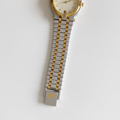 Gucci 1990s Date Round Dial Two Tone Watch (Large)