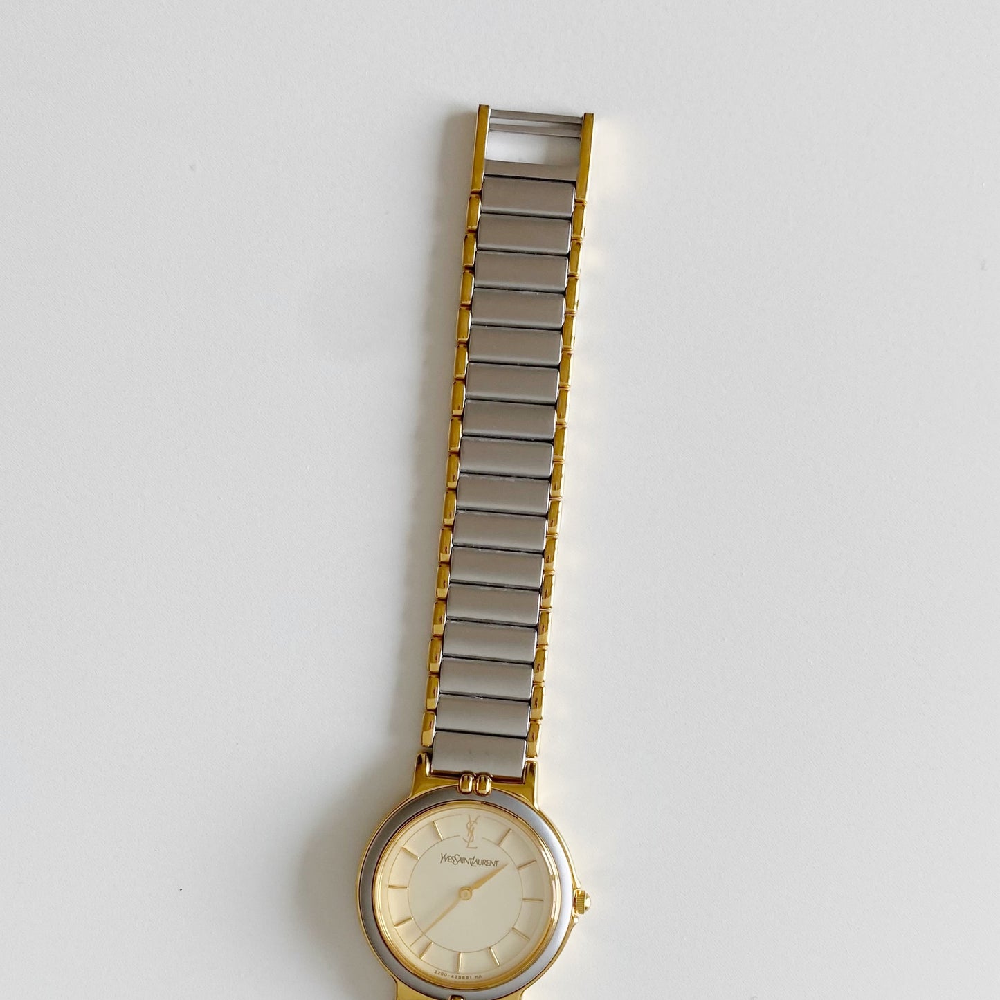 Yves Saint Laurent 1990s Round Dial Two Tone Watch