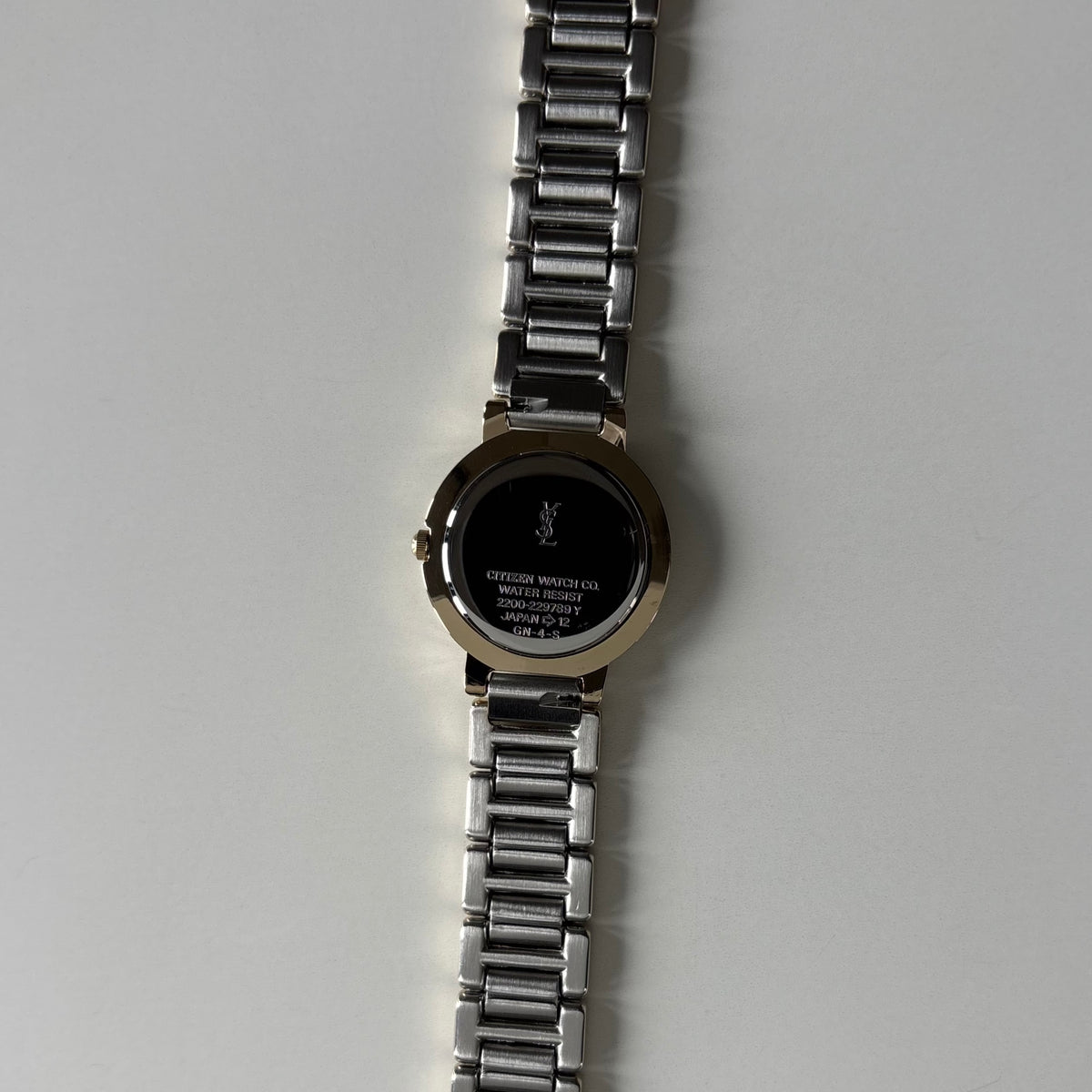Yves Saint Laurent 1990s Cream Round Dial Two-Tone Gold-Plated Watch
