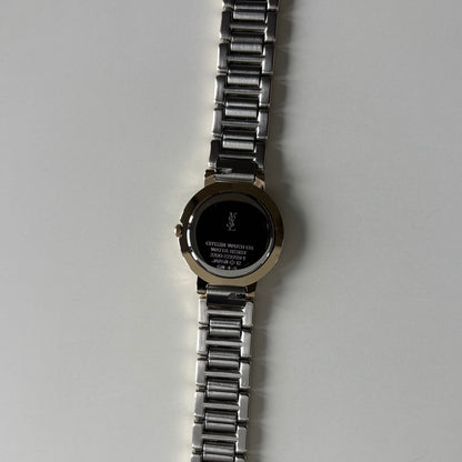 Yves Saint Laurent 1990s Cream Round Dial Two-Tone Gold-Plated Watch