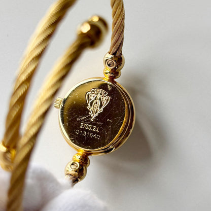 Gucci 1990s Seashell Dial Gold Plated Cable Bangle Watch