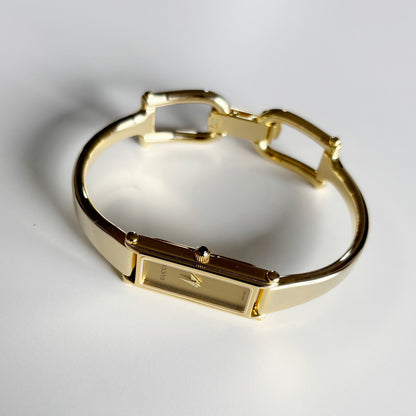 Gucci 1990s  Gold Dial Gold Plated Bangle Watch