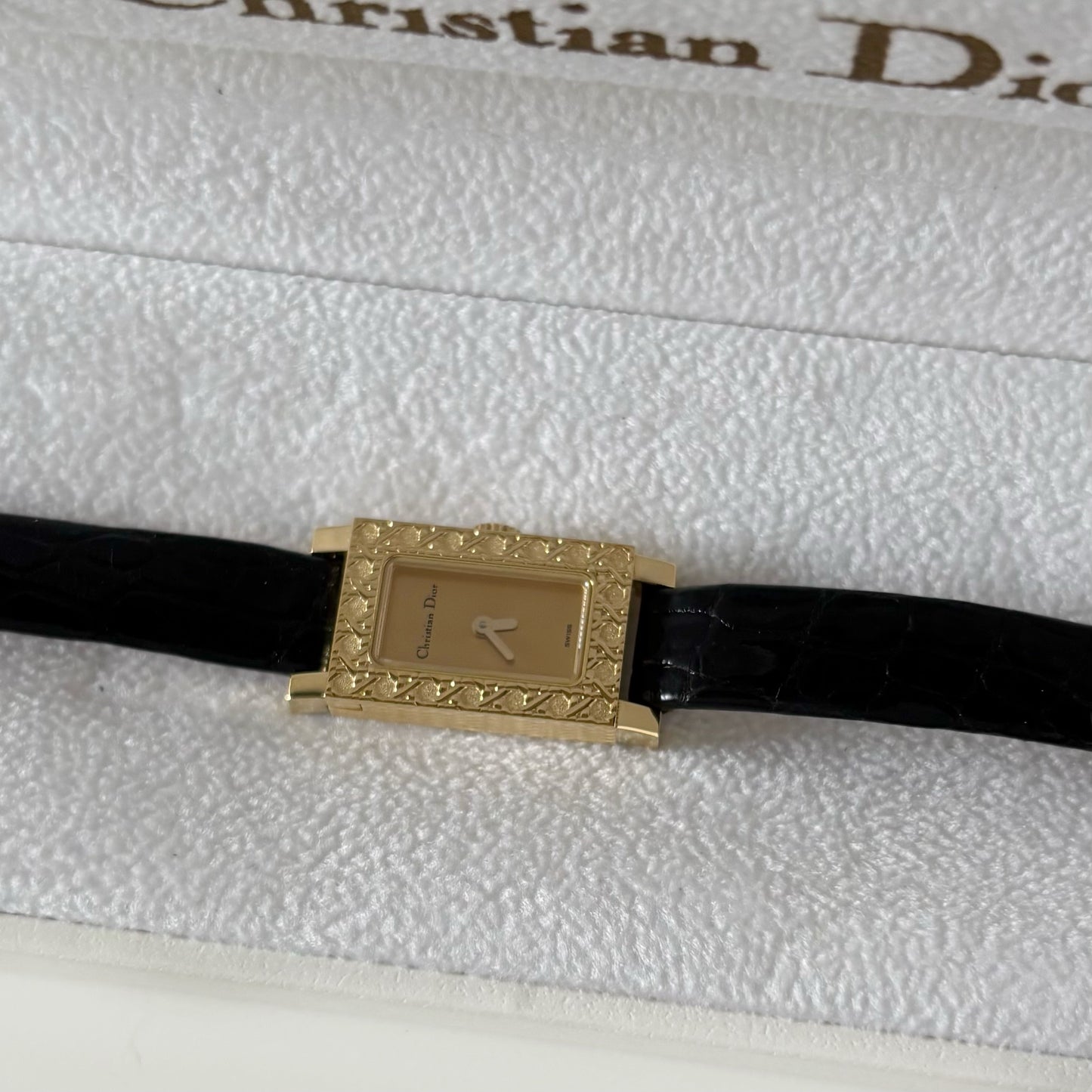Dior 1990s La Parisienne  18K Solid Gold Case Tank Watch