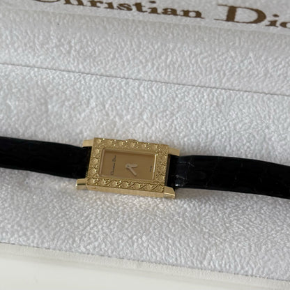 Dior 1990s La Parisienne  18K Solid Gold Case Tank Watch