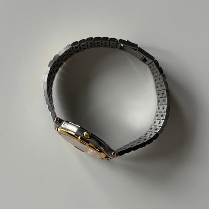 Gucci 1990s Date Round Dial Two Tone Watch (Large)