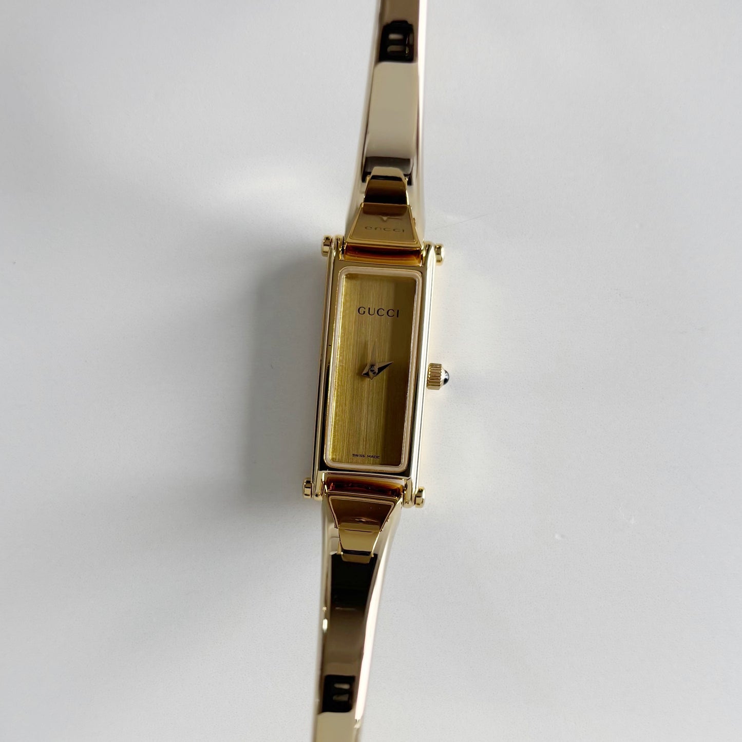 Gucci 1990s  Gold Dial Gold Plated Bangle Watch