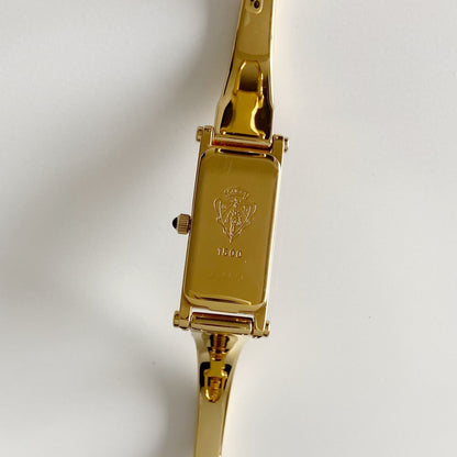 Gucci 1990s Gold Dial Gold Plated Bangle Watch