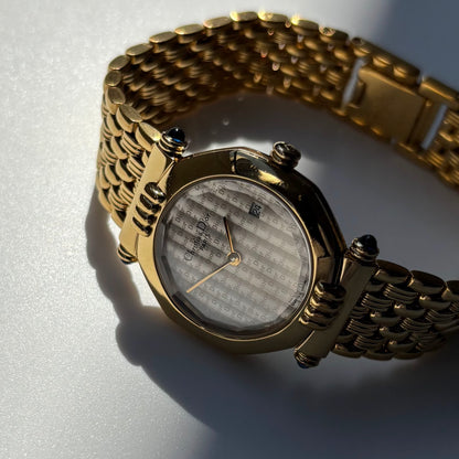 Dior 1990s CD Logo Octagon Gold Plated Watch