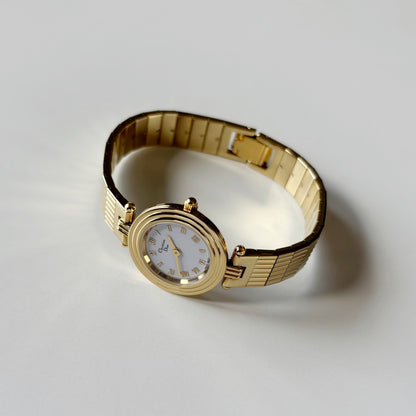 Dior 1990s Round Dial Gold Plated Watch