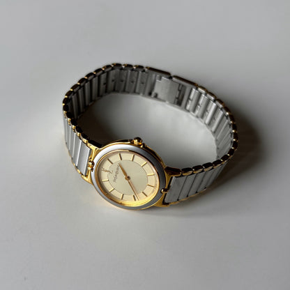 Yves Saint Laurent 1990s Round Dial Two Tone Watch