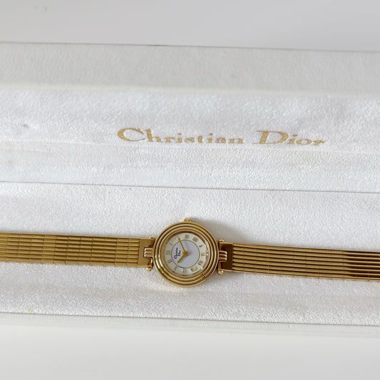 Dior 1990s Round Dial Gold Plated Watch