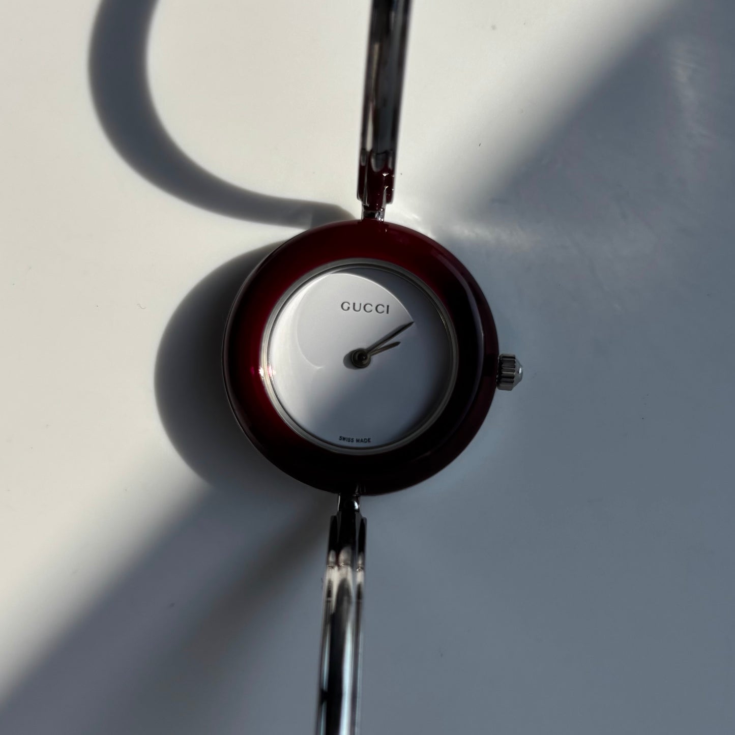 Gucci 1990s Interchangeable Bezel Stainless steel Bangle Watch with 12 bezels, case