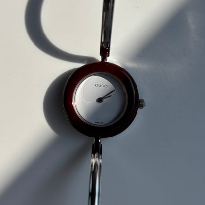 Gucci 1990s Interchangeable Bezel Stainless steel Bangle Watch with 12 bezels, case