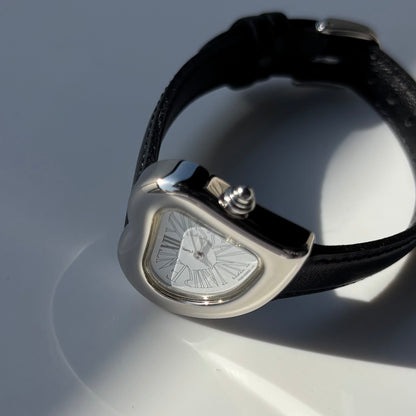 Yves Saint Laurent 1990s Heart Shaped Dial Silver Watch