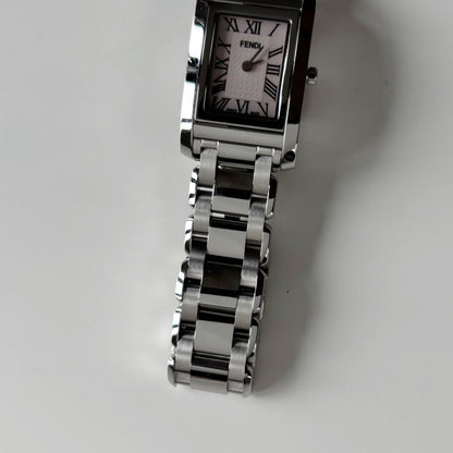 Fendi 1990s Seashell Dial Stainless steel Tank Watch