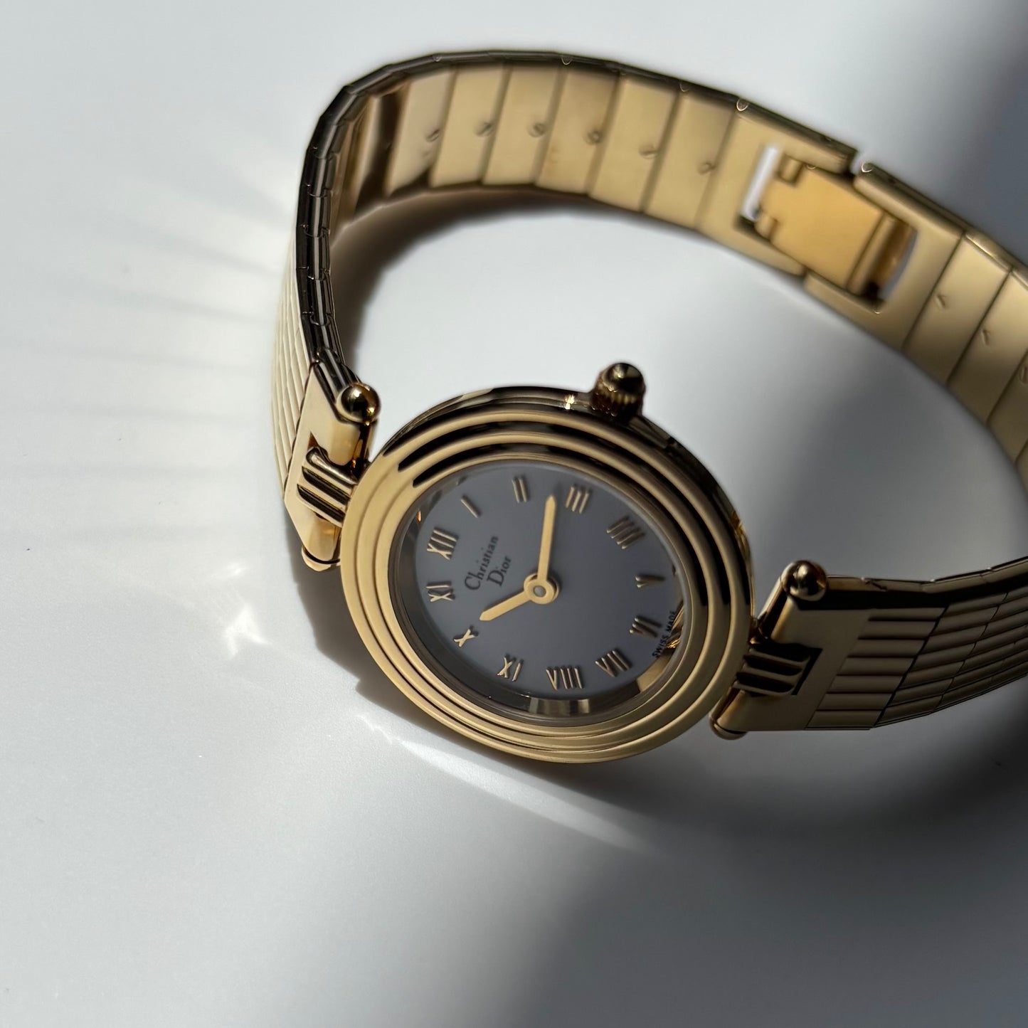 Dior 1990s Round Dial Gold Plated Watch