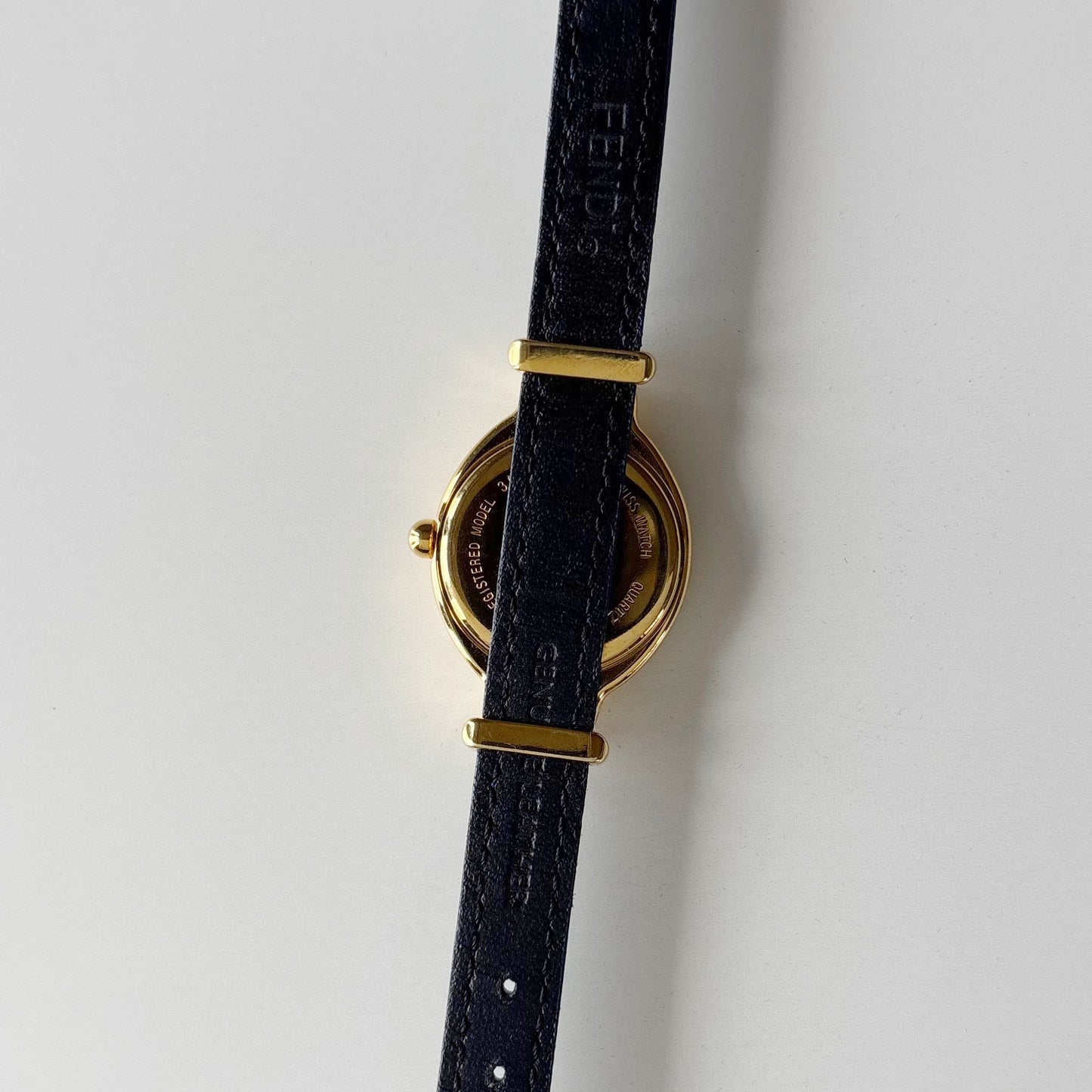 Fendi 1990s Interchangeable Strap Gold Plated Watch with 5 straps, case