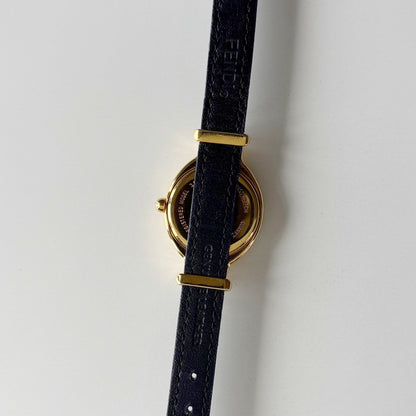Fendi 1990s Interchangeable Strap Gold Plated Watch with 5 straps, case