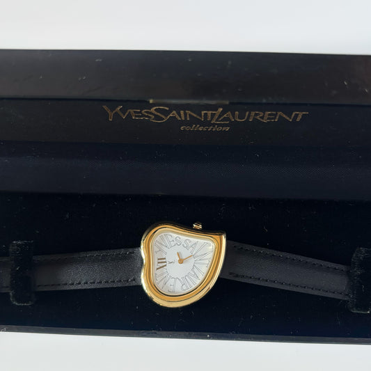 Yves Saint Laurent 1990s Heart Shaped Dial Gold Plated Watch