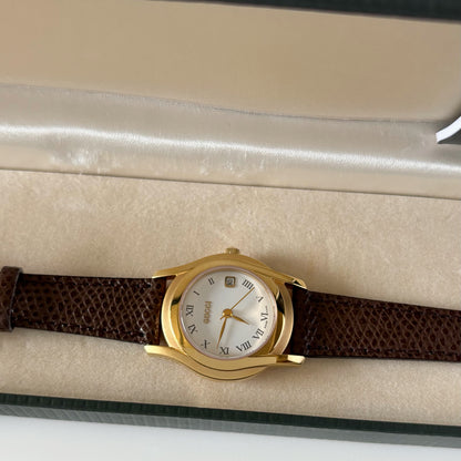 Gucci 1990s Date Round Dial Gold Plated Watch