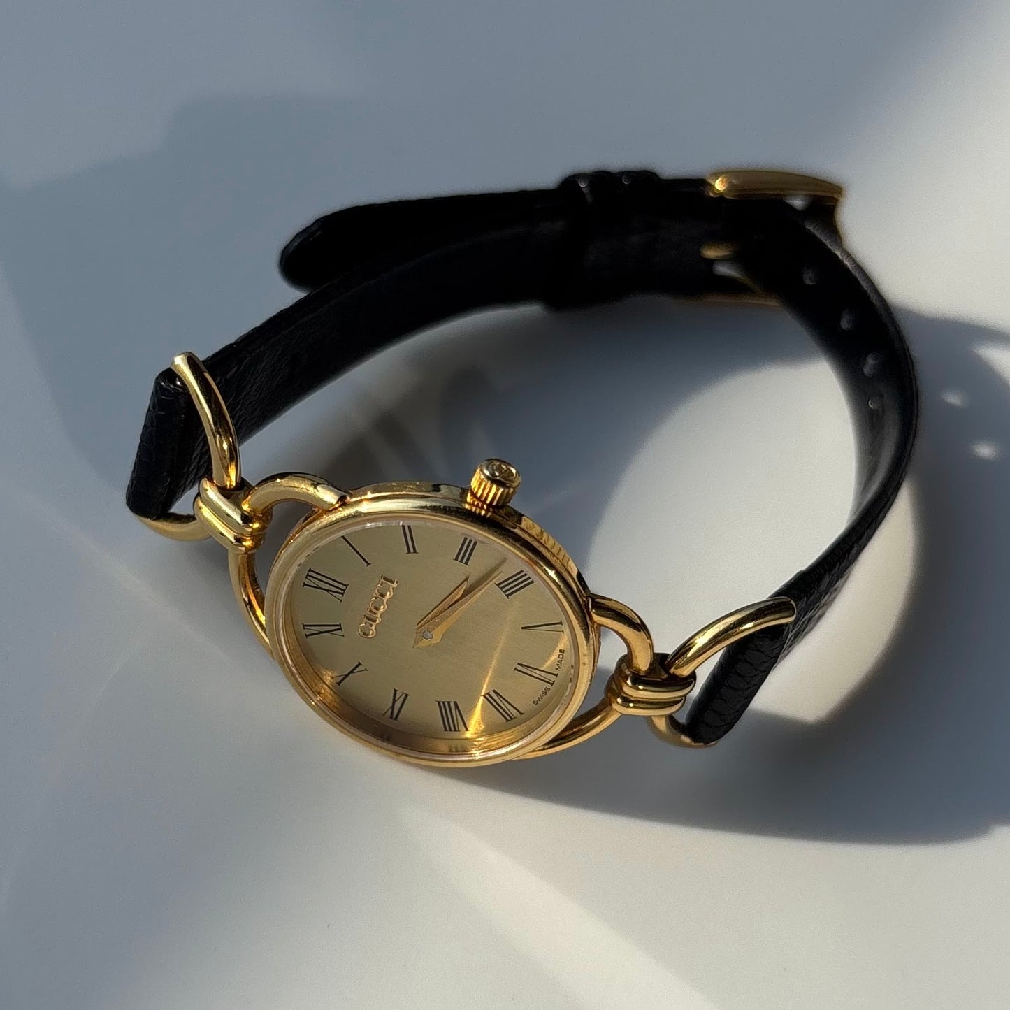 Gucci 1990s Gold Dial Horsebit Gold Plated Watch