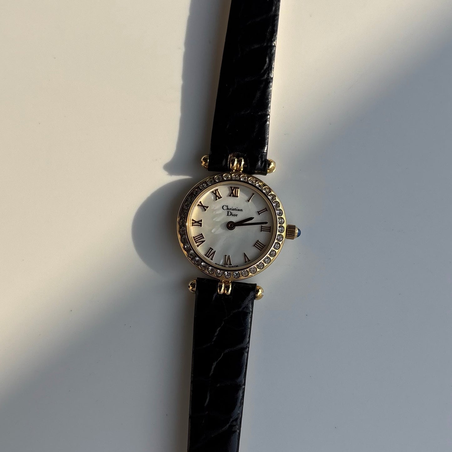 Dior 1990s Seashell Dial Gold Plated Watch