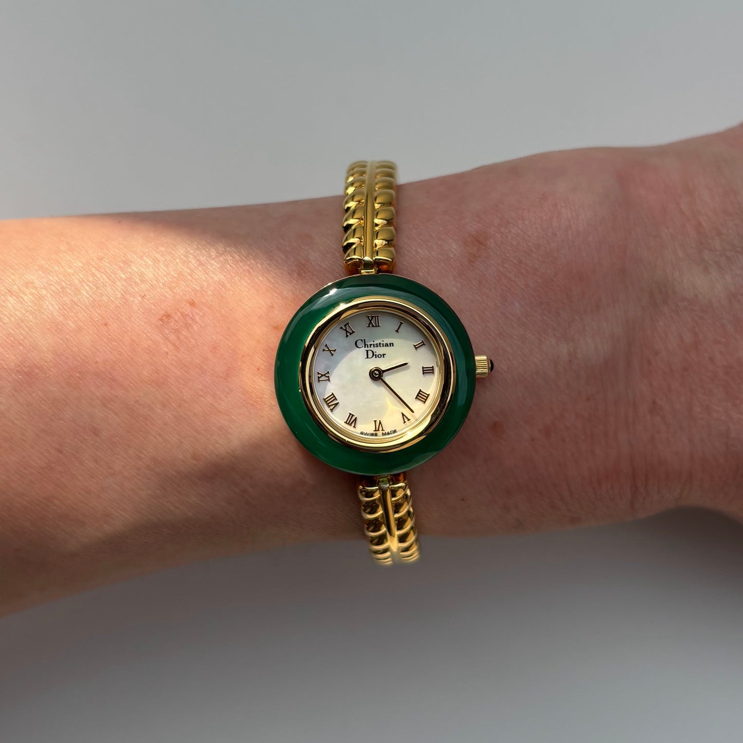 Dior 1990s Interchangeable Bezel Gold Plated Watch with 3 bezels