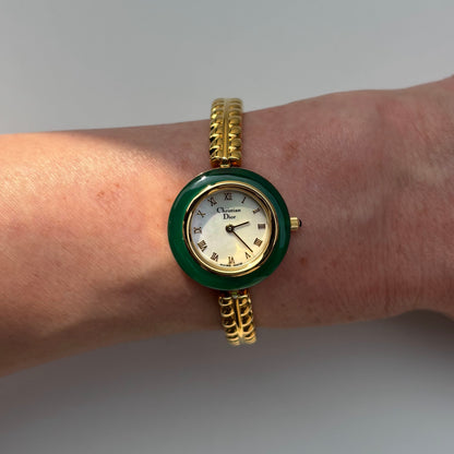 Dior 1990s Interchangeable Bezel Gold Plated Watch with 3 bezels
