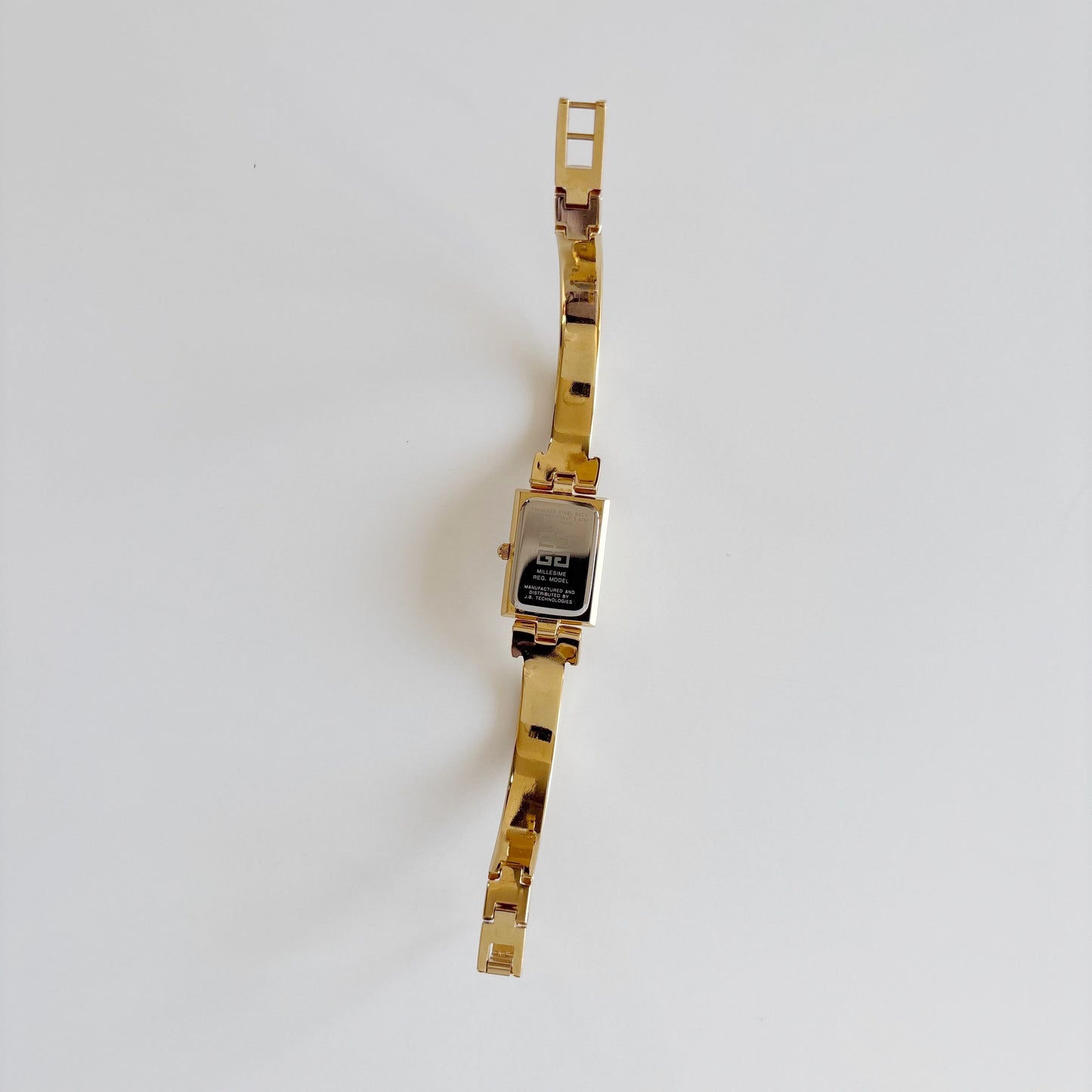 Givenchy 1990s Rectangular Dial Gold Plated Bangle Watch
