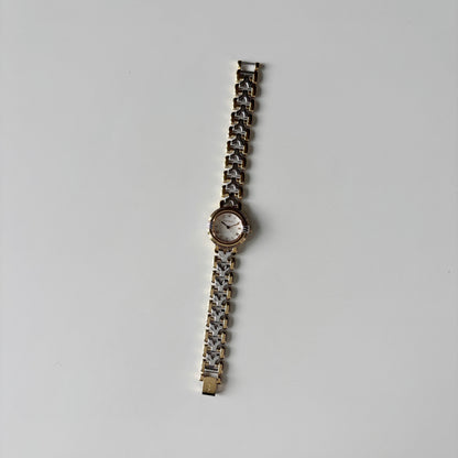 Yves Saint Laurent 1990s Round Dial Two Tone Gold Plated Watch