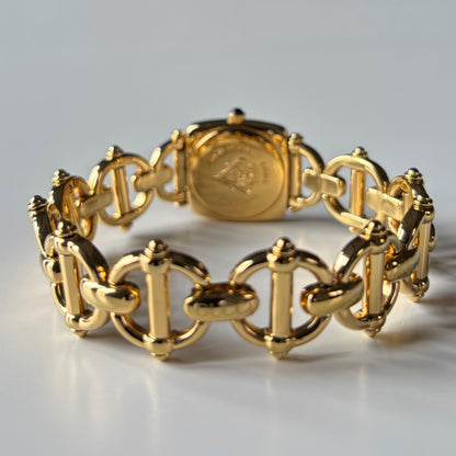 Gucci 1990s Seashell Dial Horsebit Gold Plated Watch