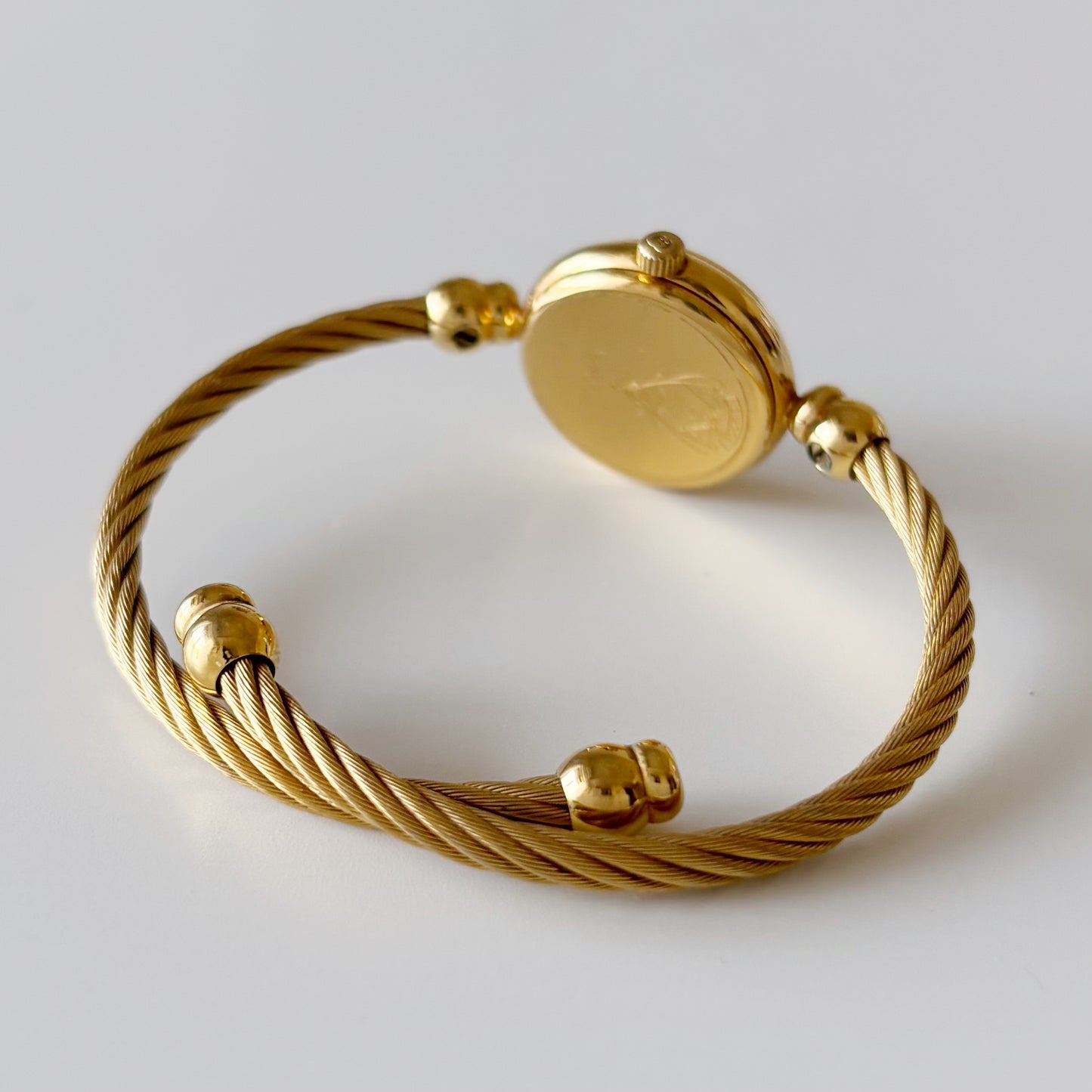 Gucci 1990s Blue Dial Gold Plated Bangle Watch